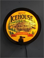 LIGHTED ICEHOUSE PLASTIC BARREL SIGN WORKING