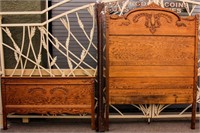 Furniture Antique Tiger Oak Full Bed Frame