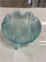 Blue opaque Fenton glass bowl