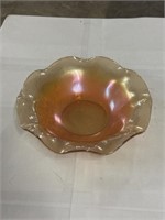 Vintage amber carnival glass bowl