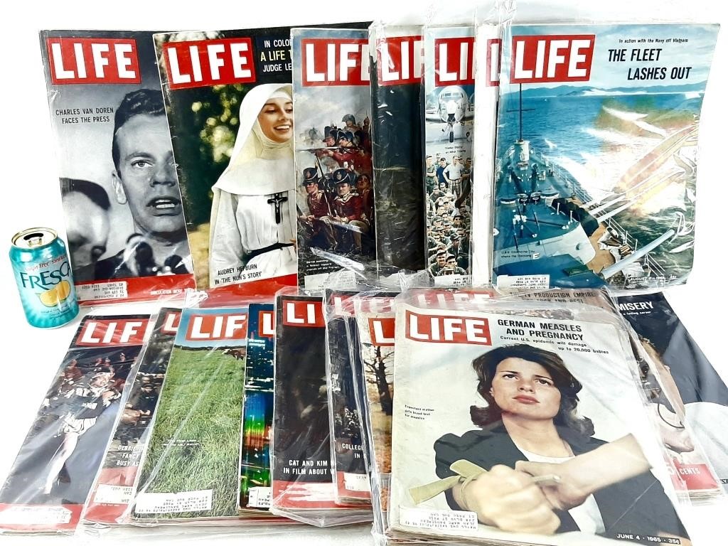 18 revues vintage LIFE 1958 à 1965 en bon état