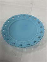 Blue milk glass plate