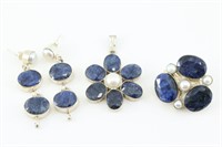 70 Carats of Sapphires & Pearls Silver Set