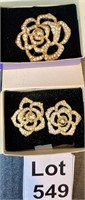 Elizabeth Taylor Crystal Rose Earrings and Pin