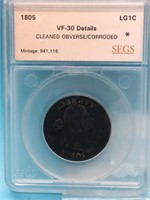 1805 VF-30 Large Cent SEGS Graded