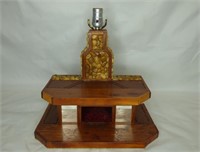 Vintage Wood & Stones Tramp Style Tabletop Lamp