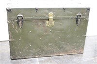 Vintage Flat-Top Army Green Trunk-Missing the Tray