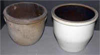 2 stoneware crocks; new oil light; new planter