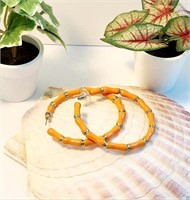 Vintagey Estate Earrings Orange Hoops