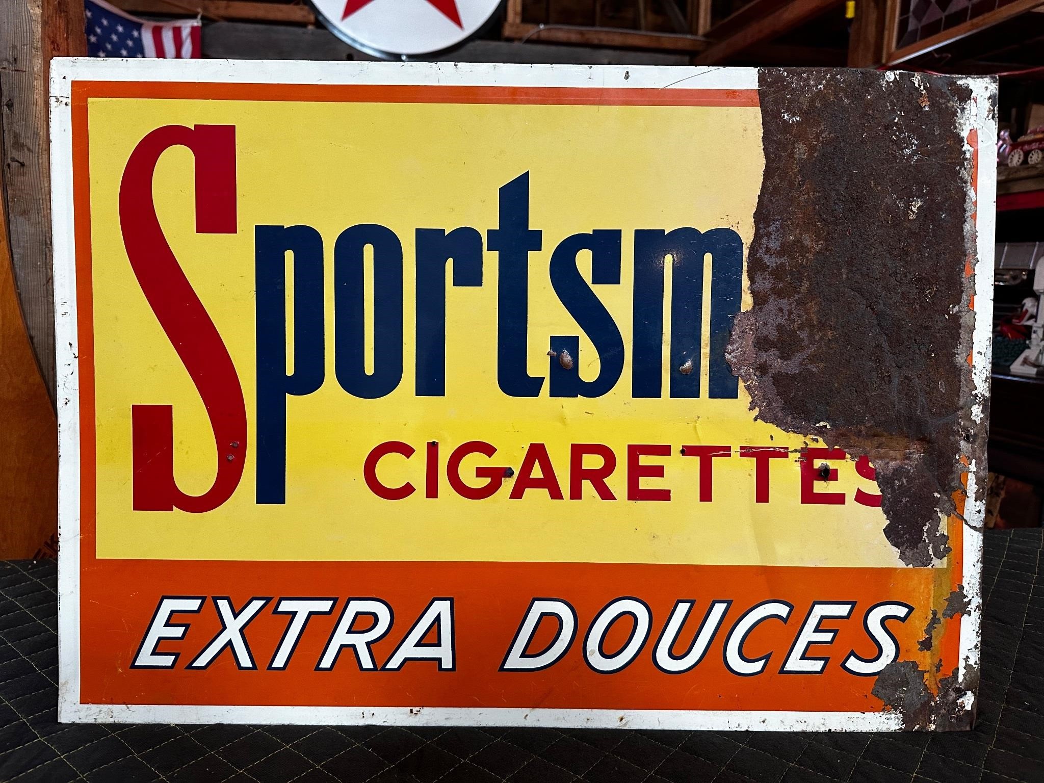 26 x 20” Authentic Metal Sportsman Cigarette Sign