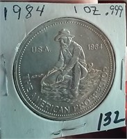 1984 1oz .999 silver American Prospector Engelhard
