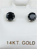 $882 14K Black Diamond Earrings