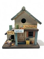 Bait shop wooden bird house with hanging chain,