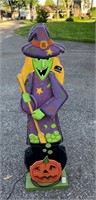 Wooden Light Up Witch Door Greeter Decoration
