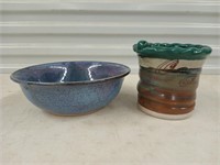 Handmade glazed bowl 10", Old Farmhouse Pottery