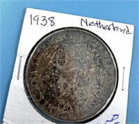 1938 Silver 2 gilders from Netherlands