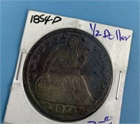 Seated Liberty half dollar 1854 D