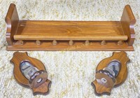 Ethan Allen Pine Shelf With Candle Sconces