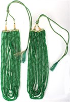 EMERALD BEADED NECKLACES 1212 CTW - LOT OF 2