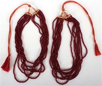 RUBY BEADED NECKLACES 1050 CTW - LOT OF 2