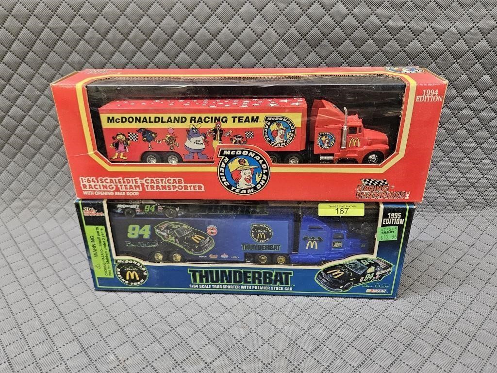 TWO- 1:64 SCALE NASCAR CAR TRANSPORTERS