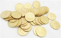 50 each Helvetia 20 franc gold coins