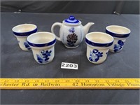 Stoneware Tea Pot, Merkelbach Cups