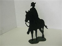 11" Cut Metal Cowboy On Horse Figure