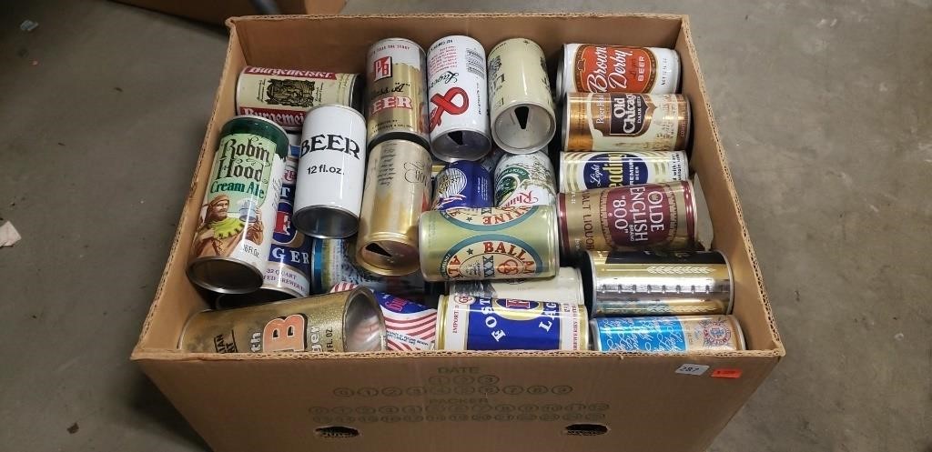 (1) Box Lot Of Assorted Collector Beer Cans