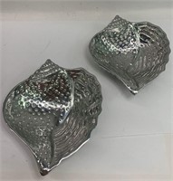 Pair Of Mariposa Aluminum Seashell Bowls