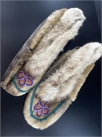 Pair of hand made Native Alaskan seal skin slipper