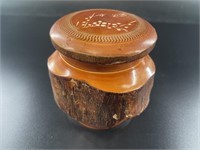 Vintage lidded Japanese dish carved from single lo