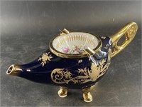 Sevres style ash tray in shape of an oil lamp
