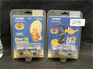 (2) ACTION DIE CAST NASCAR LOONEY TOONS CARS