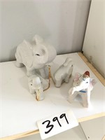 Set Of White Ceramic Elephant Figurines Big