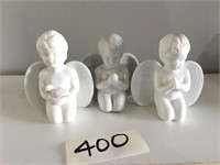 Set Of White High Gloss Ceramic Boy Angels