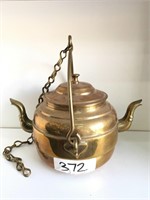 Gold Two Headed Tea Kettle With Handle And Chain