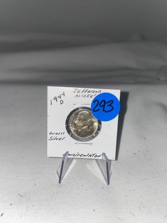 1944-D WWII Silver Jefferson Nickel Unc