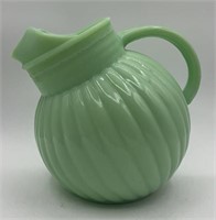 VTG Gibson 90 Oz. Jade Green Glass Tilted Pitcher