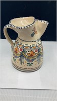 Hand Painted Sangria Pottery Pitcher Signed On Bot