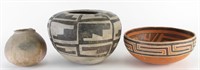 Three Native American Pottery Vessels