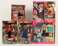 Six Barbie Dolls, NASCAR, Teacher, Olympic, Etc.