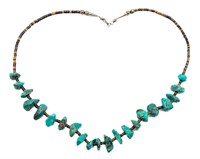 Navajo Sterling Heishi Chunky Turquoise Necklace