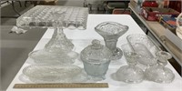 8 glass dishes- cake tray height 7in