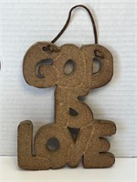 Stone-Like Pottery "God is Love" Wall Hanging