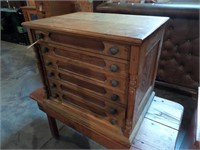 J & P Coats Oak 6 Drawer Oak Spool Cabinet