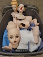 Porcelain Doll Body Parts in 10 Gal Tote