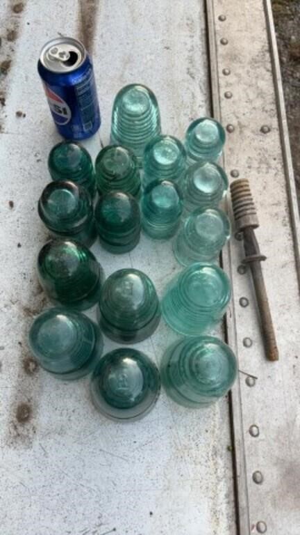 Vintage BrookField Insulators & Holder