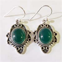 $180 Silver Green Onyx Earrings