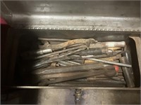craftsman metal  tool box filled with older tools